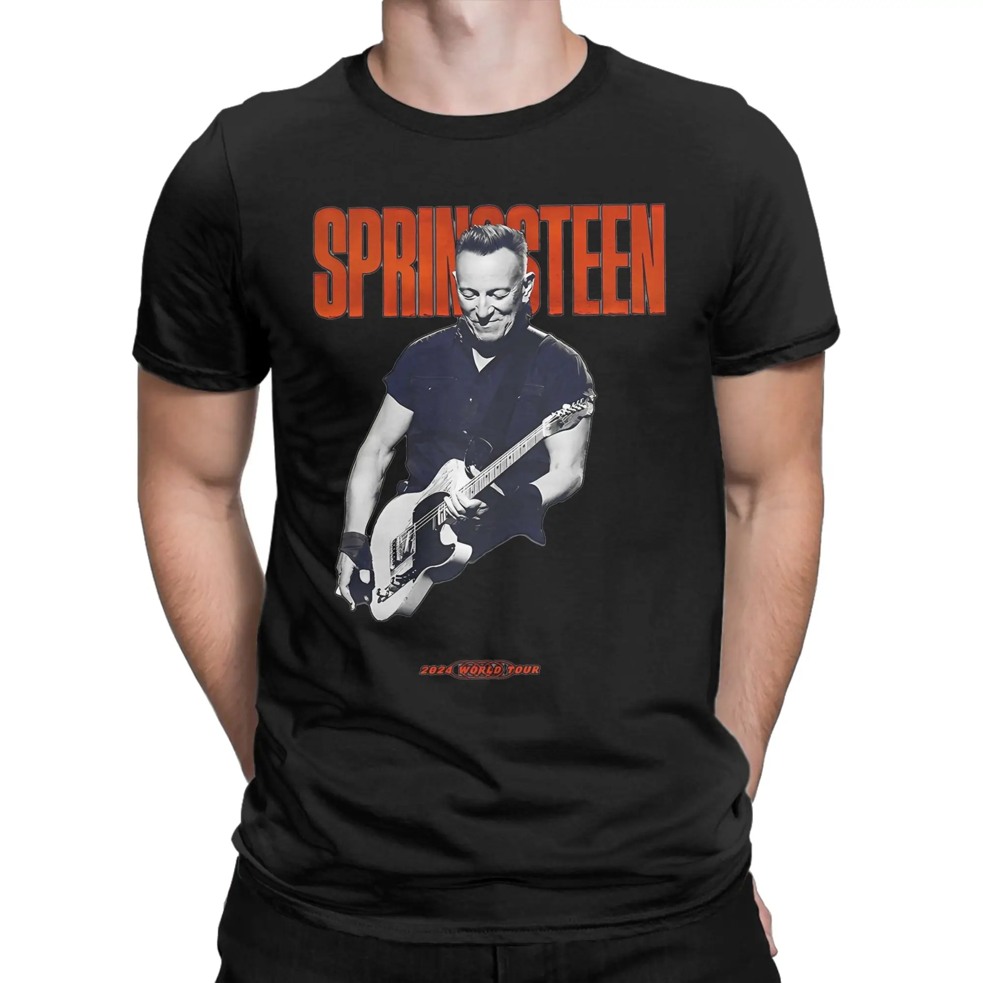 Retro Rock Music Tour Bruces Springsteens Tshirts Men's O-neck Short Sleeve Clothes Cotton Summer Tops