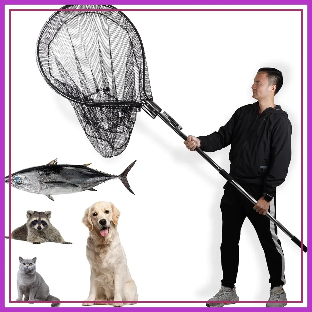 

Heavy Duty Dog Catch Net Pole, Animal Catching Tool for Wildlife Control, Large Fish Landing Net for Raccoon Duck Goose Bird Skunk Bat Feral Cat Pigeon Goat