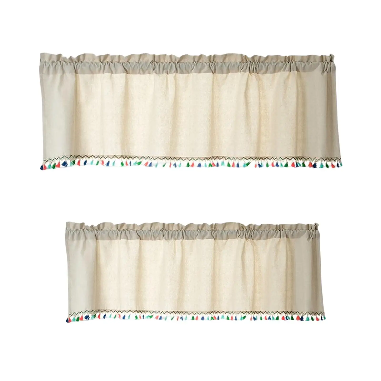 Valances for Windows Farmhouse Light Filtering with Fringe Window Toppers