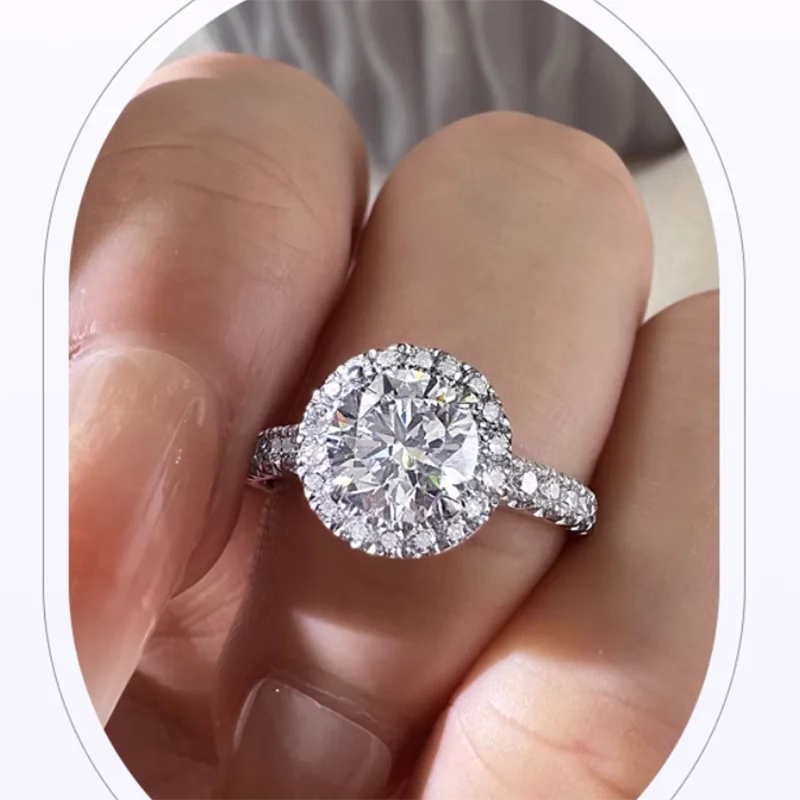 1 2 3 4 5Ct 14K White Gold Lab Grown Diamond Ring Round Cut Diamond CVD HPHT DEF VS-VVS Wedding &Engagement Ring 