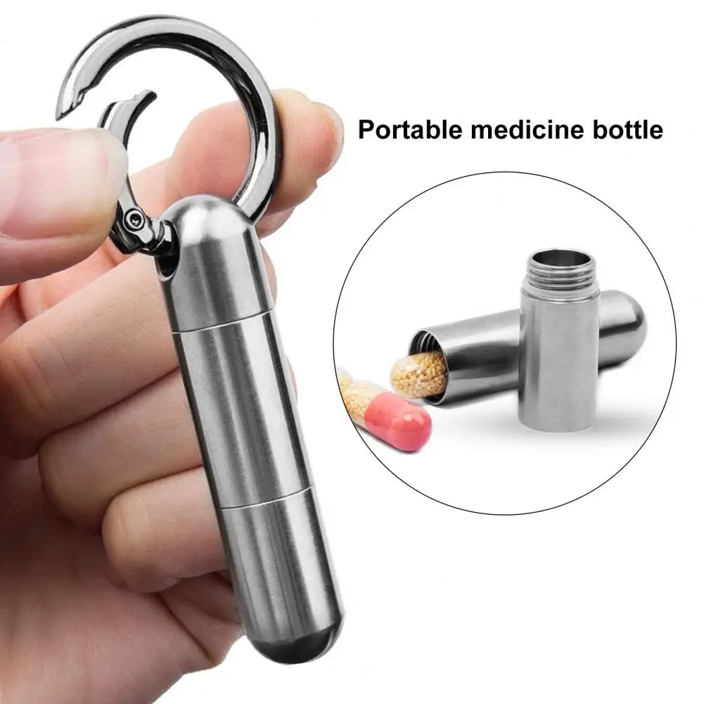 Free Combination Pill Organizer Portable Waterproof Pill Box Keychain Stainless Steel Medicine Organizer Container for Travel