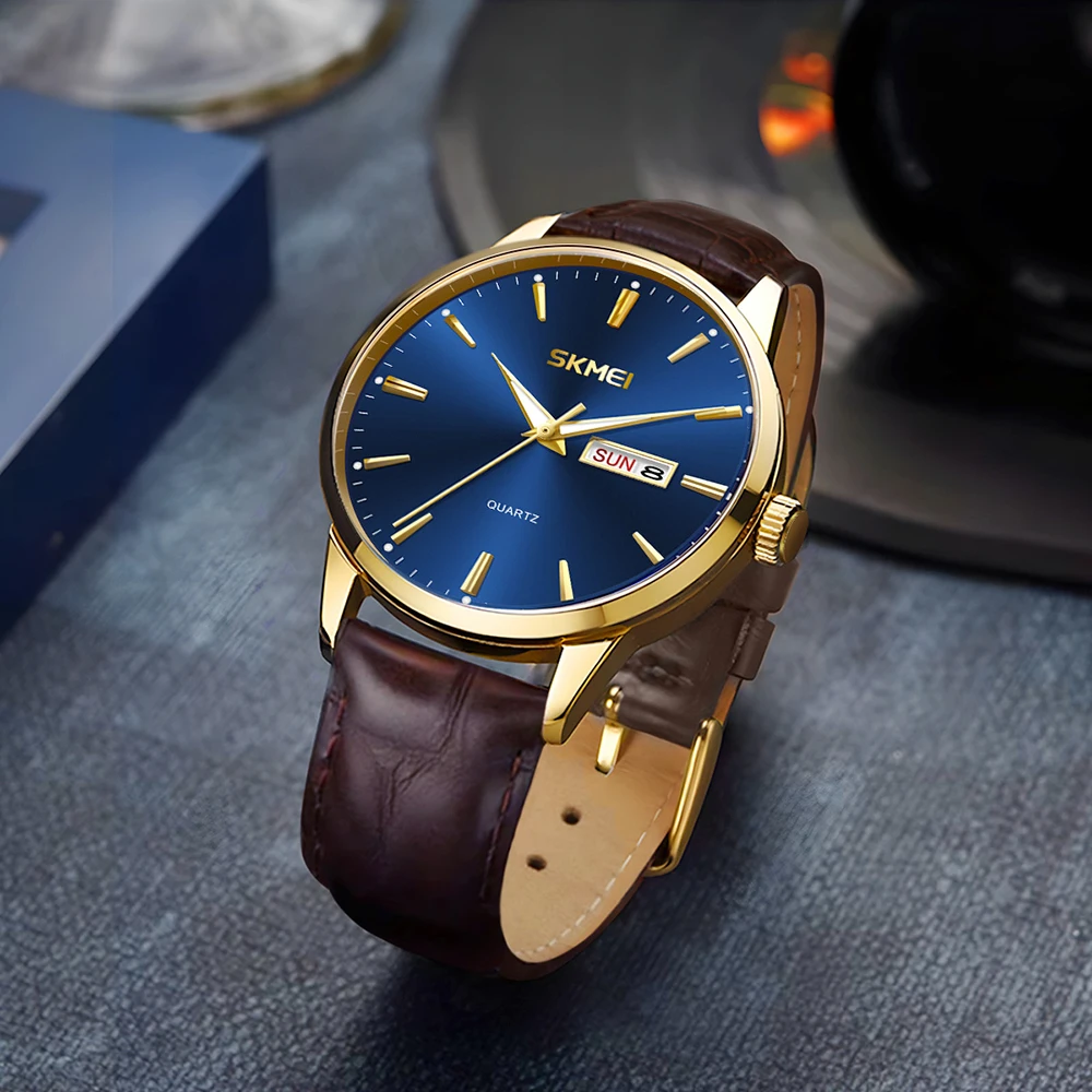 SKMEI مقاوم للماء ساعة كوارتز فاخرة للرجال والنساء الأعمال تاريخ الأسبوع ساعة اليد تصميم الأزياء ساعة الوقت Reloj Hombre