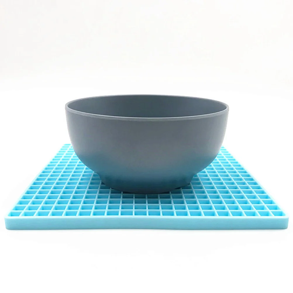 

2Pcs Silicone Heat Insulation Table Placemats Grid Design Cup Plate Coasters Blue Silicone Coasters Home Placemats