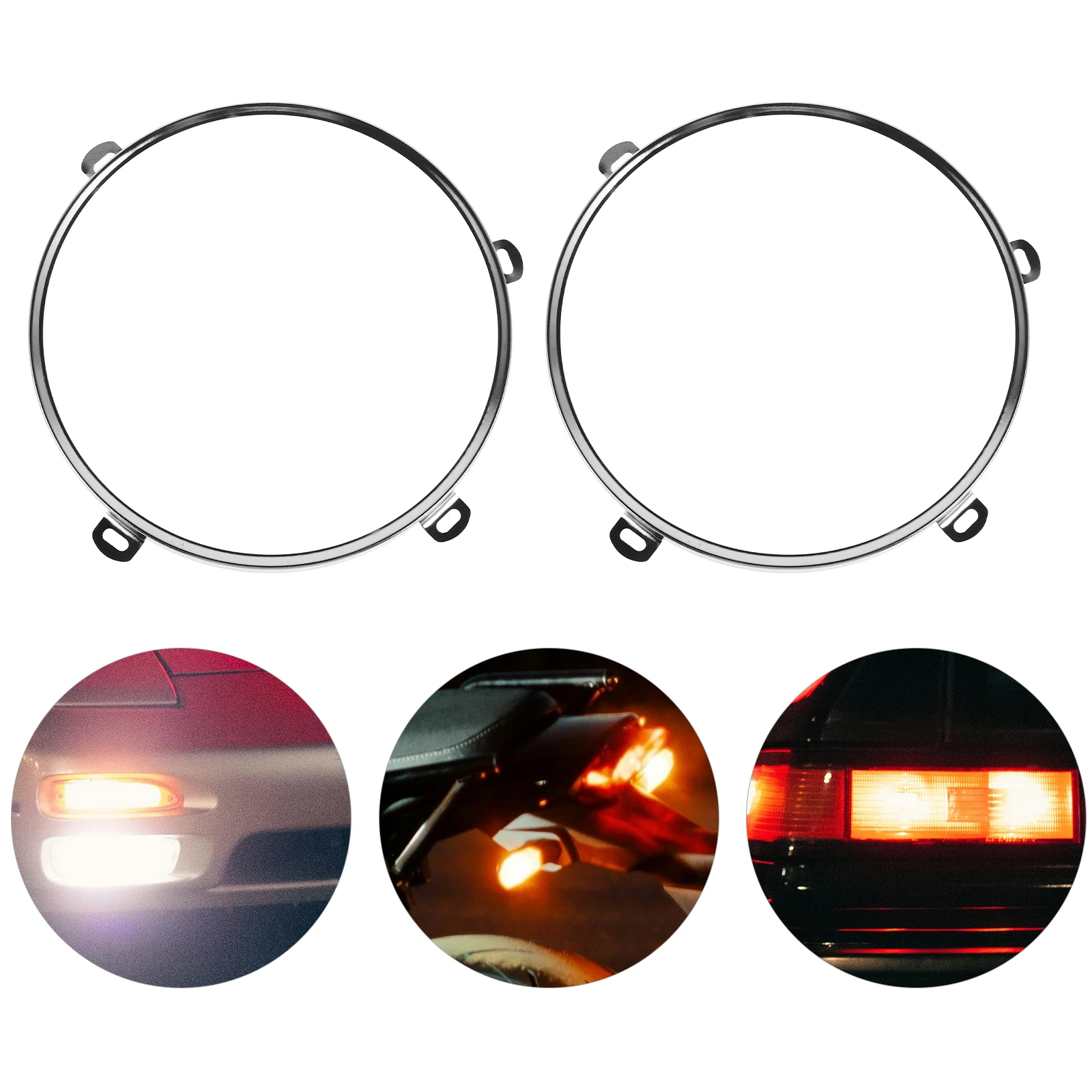 

2pcs Round Headlight Car Lamp Mount Silver Iron Easy Install Enhanced Illumination Fit for LED Light Bulb for Vehicle