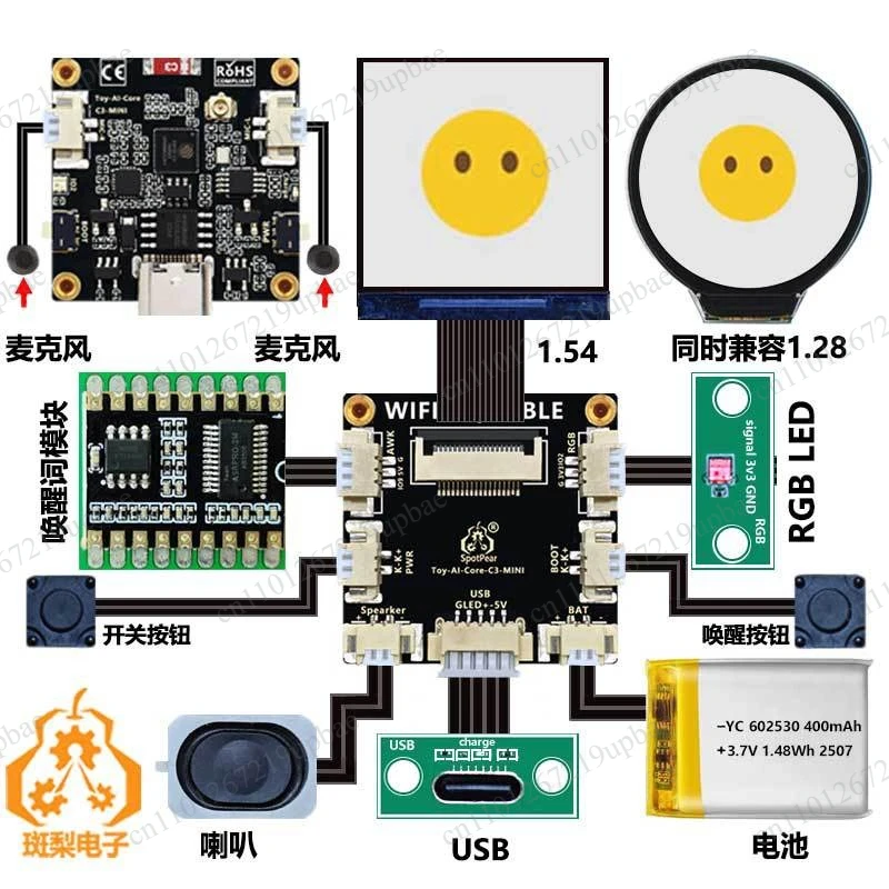ESP32-C3 Mini Development Board,  Figure Core, Doll Chatbot with Electronic Eye