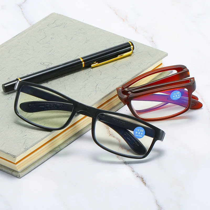 2024 Foldable Ultra Light TR90 Myopia Glasses Fashionable Unisex Portable Eyewear with Box Men Women Finished Myopia Glasses