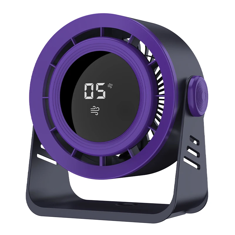 2025 مروحة مكتب USB جديدة قابلة لإعادة الشحن مع شاشة ديجيتال خالية من الشفرة 5 تروس دوران الهواء معلقة على الحائط مروحة مزدوجة الغرض #1