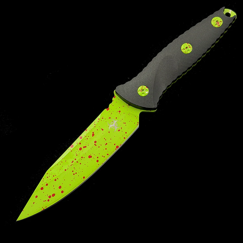 Micro Socom zombie Green Blade Fixed Straight Knife