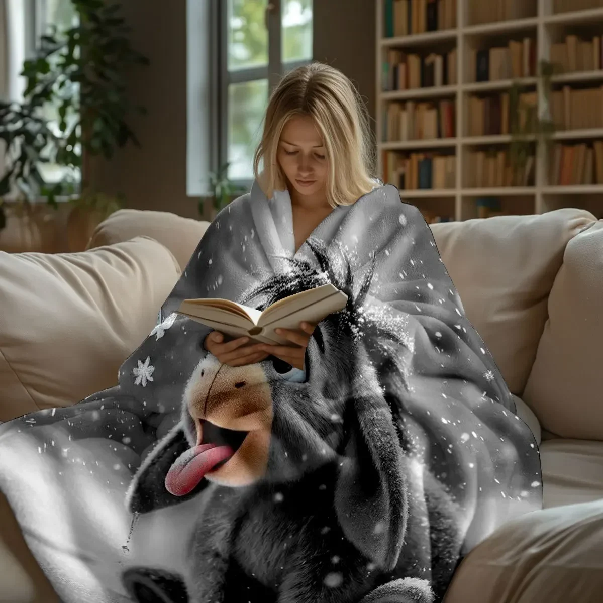Eeyore Christmas Thanksgiving Halloween Easter Fleece Blanket Soft Warm Plush Digital Print Winter Holiday Gifts Home Decor