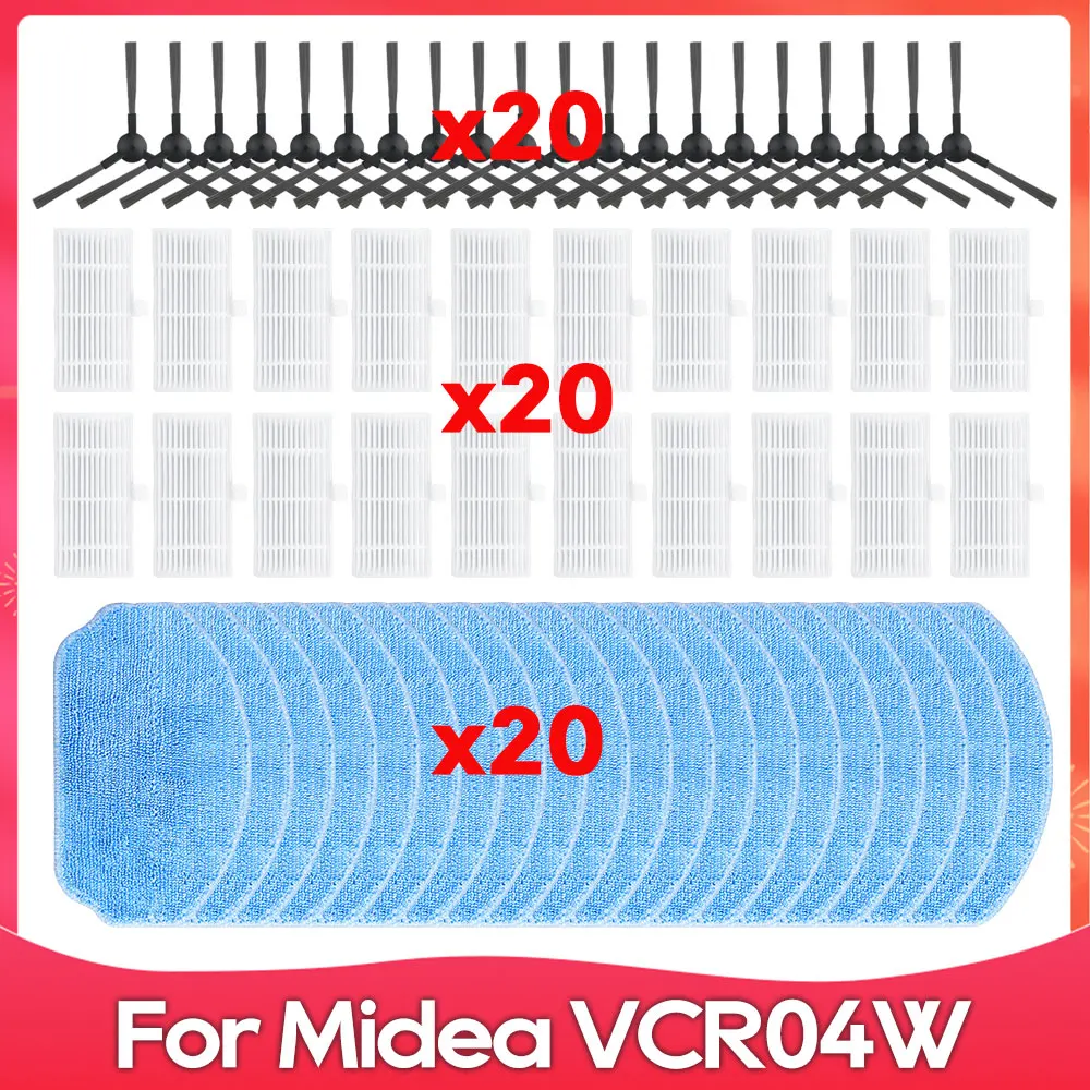 Compatible For ( Midea VCR04W / Kabum Smart 100 / IRBIS Bean 0121 / 틴도우 Teendow BR151 ) Side Brush Filter Mop Accessort Part Kit