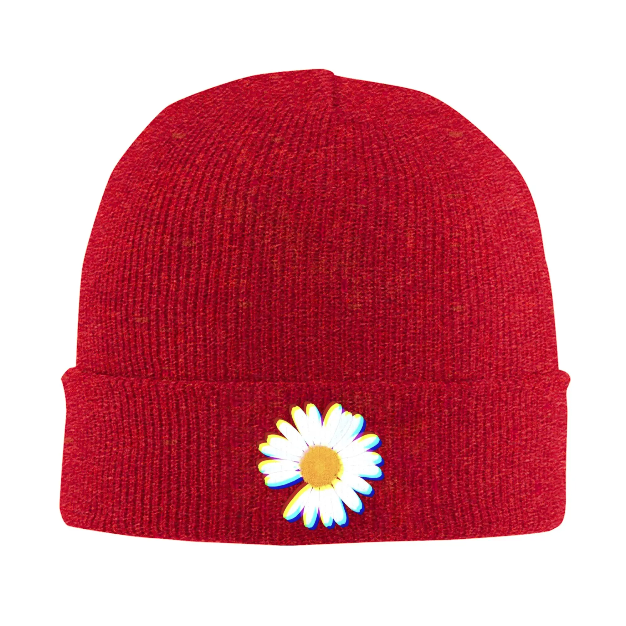 Daisy Print Winter Skullies Beanies Hat Warm Autumn Knitted Hats Bonnet Caps for Women Men
