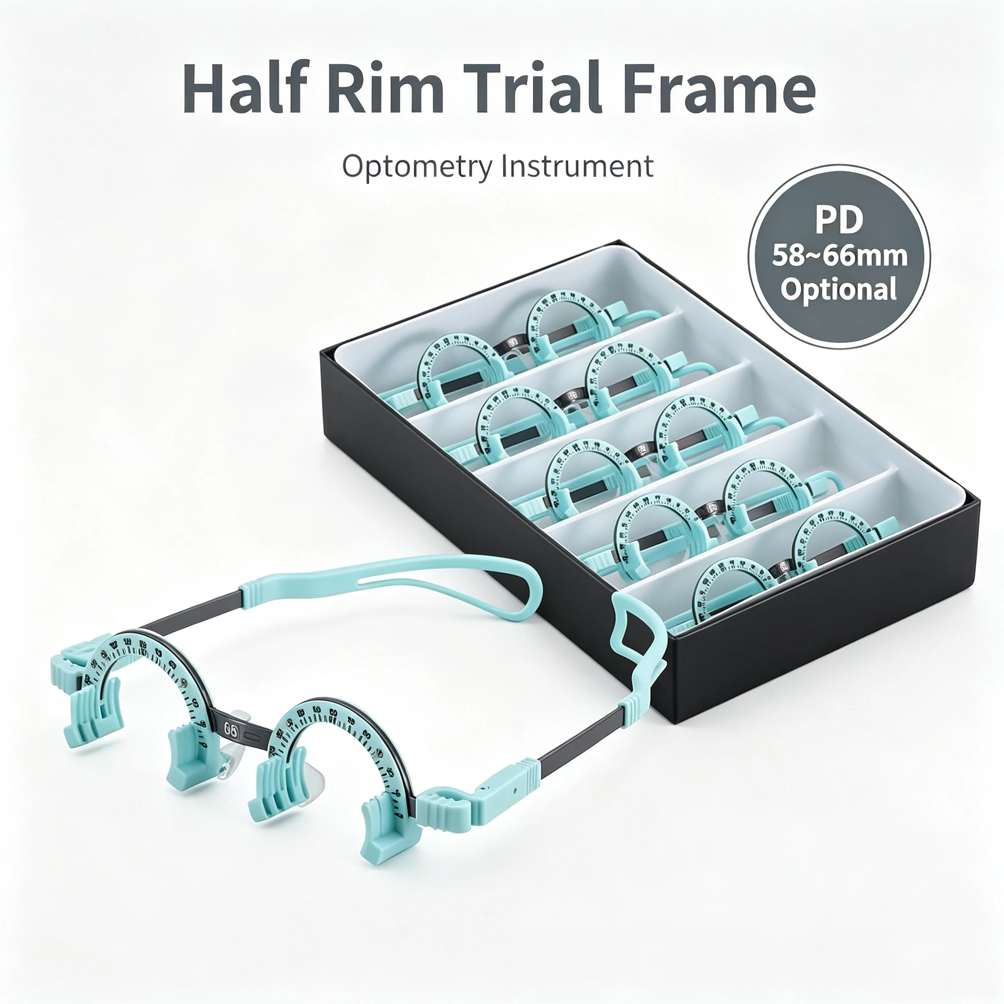 Ultra Light Half-rim Blue Optometry Trial Frame Titanium Alloy PD Fixed Optical Test Frame for Optician Shop