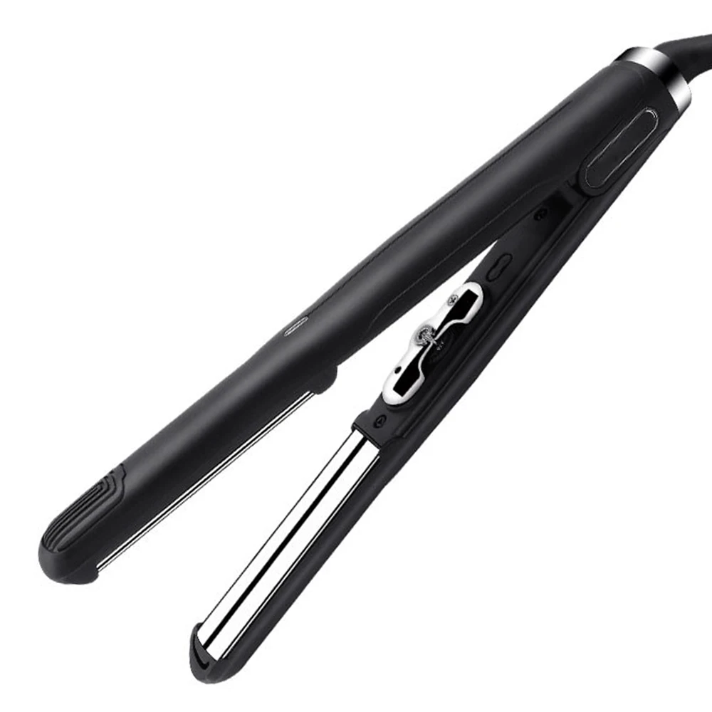 Professional Curved Plate Hair Curler Mirror Titanium Hair Flat Iron 450°F Curling Irons Salon Hair Styling Tools Dual Voltage