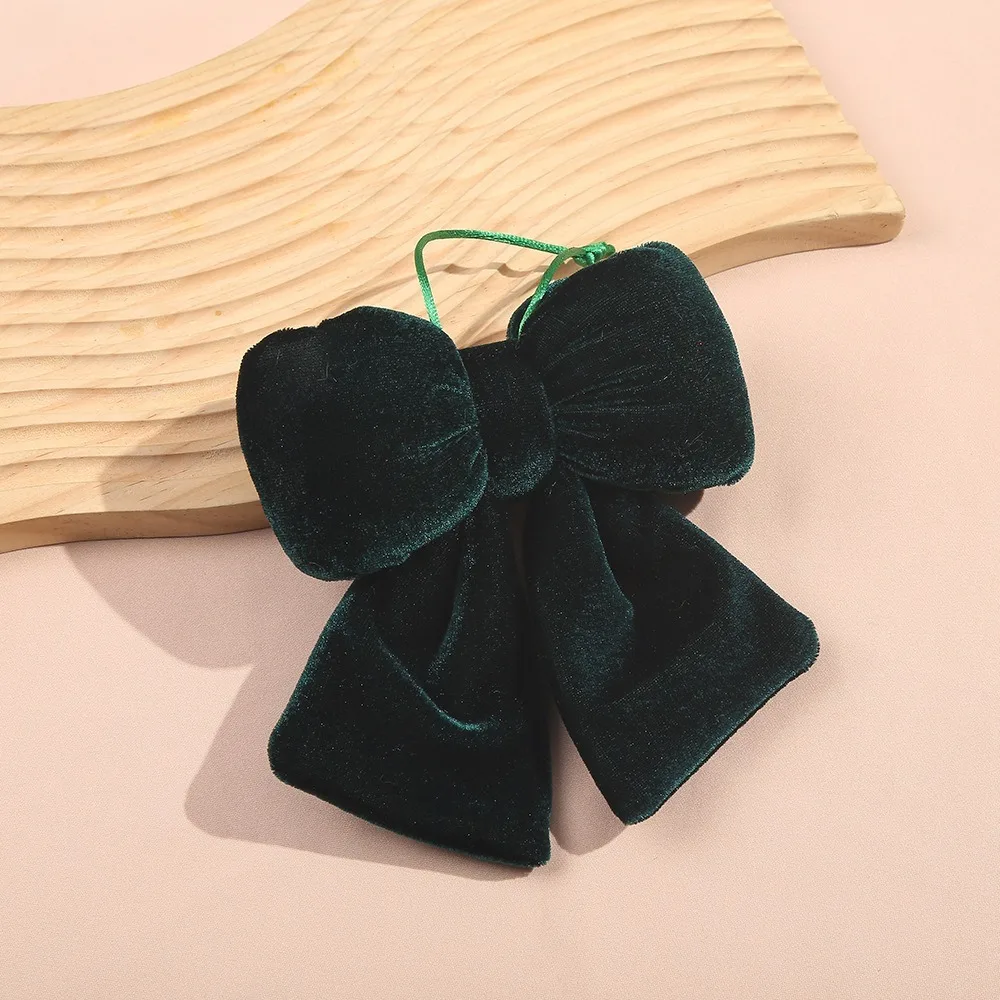 Velvet Fabric Bowknot Pendant Bowknot Shape Classic Christmas Style Hanging Xmas Ornament DIY Tree Hanging Decor Wedding Decor