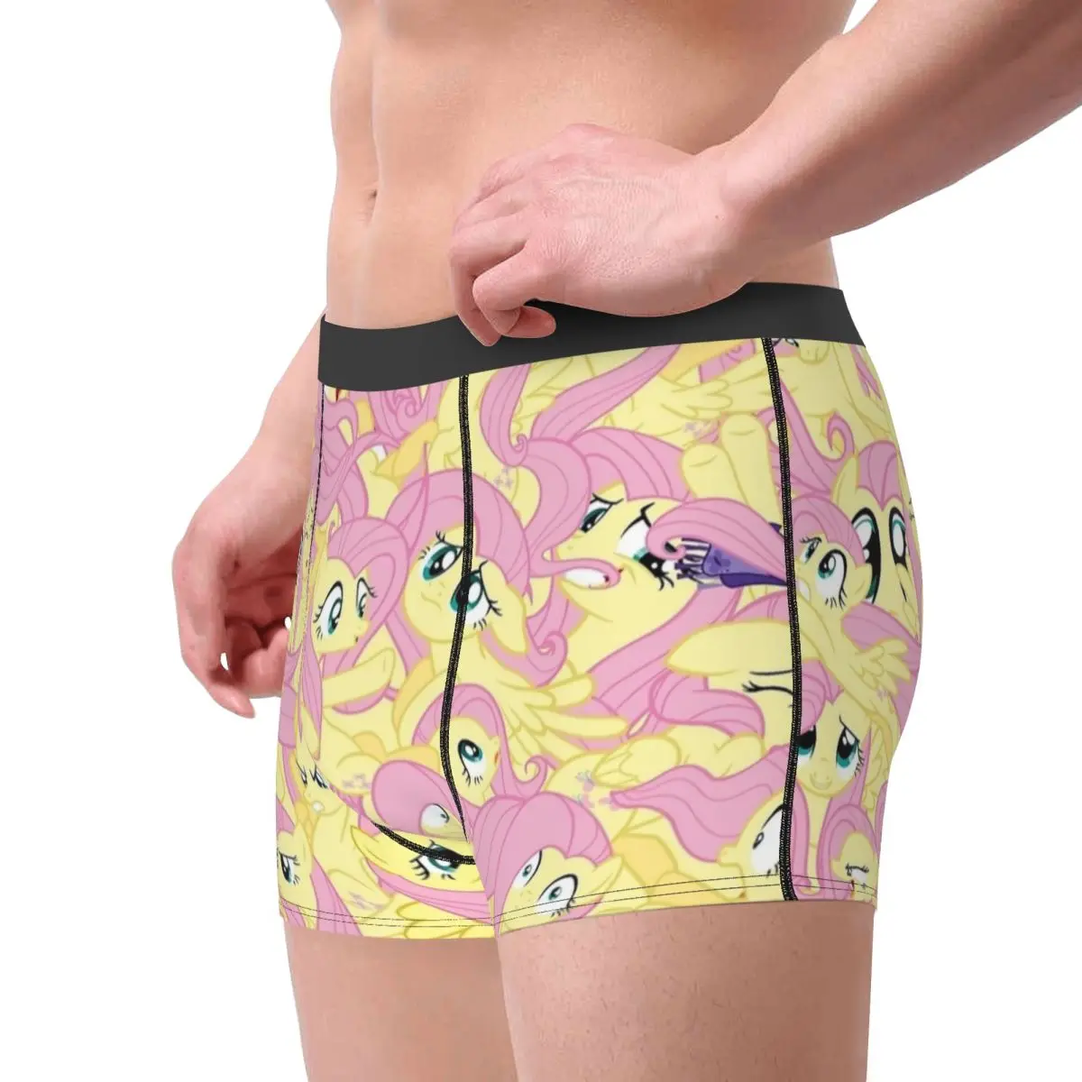 Funny Boxer Fluttershy Mess MLP Shorts Panties Briefs Men Underwear Cartoon Polyester Underpants for Male Plus Size