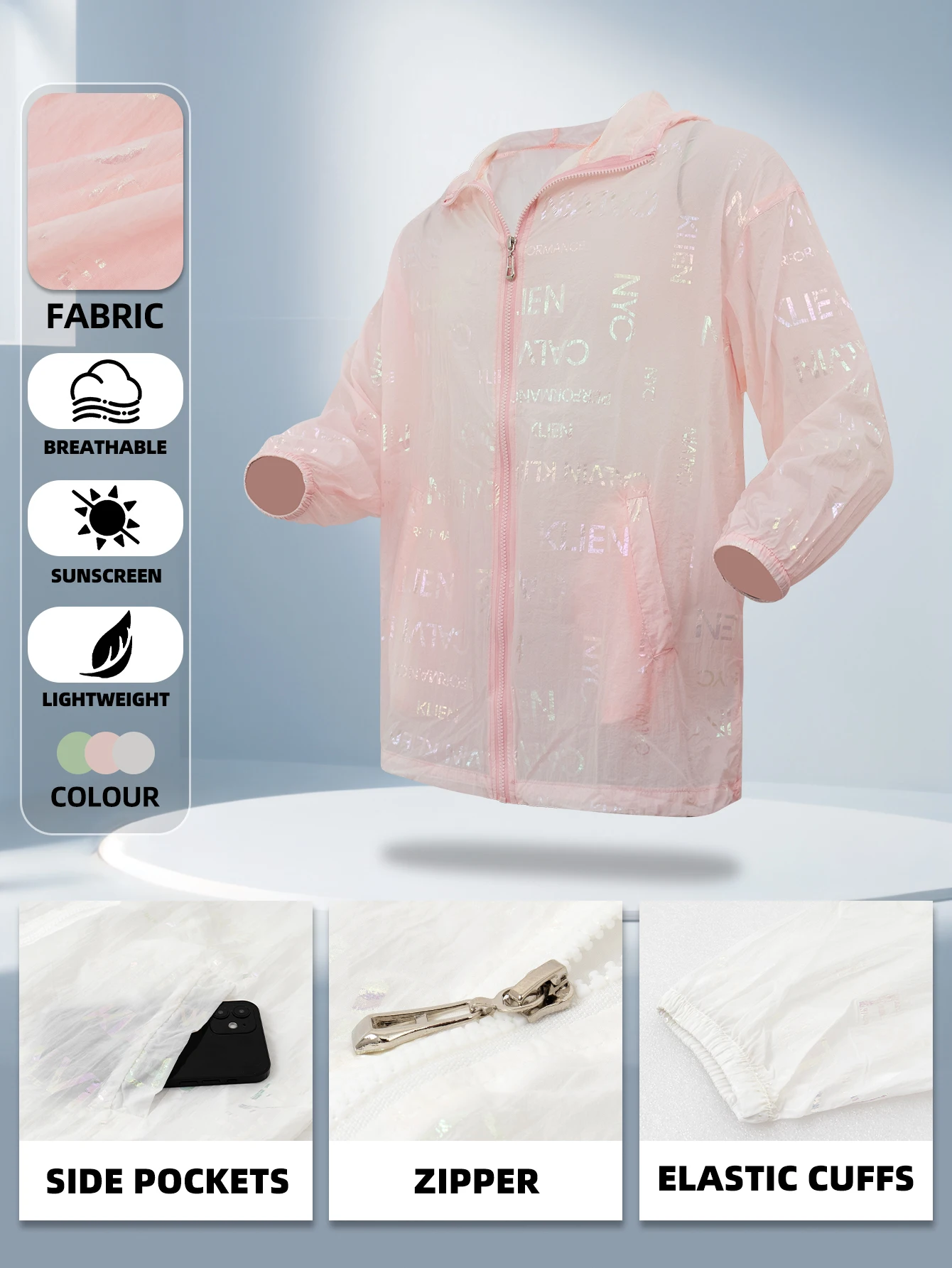 Women's Hooded Sun Protection Jacket Outdoor Anti-UV Garment Lightweight Long Sleeve Outdoor Waterproof Shirt