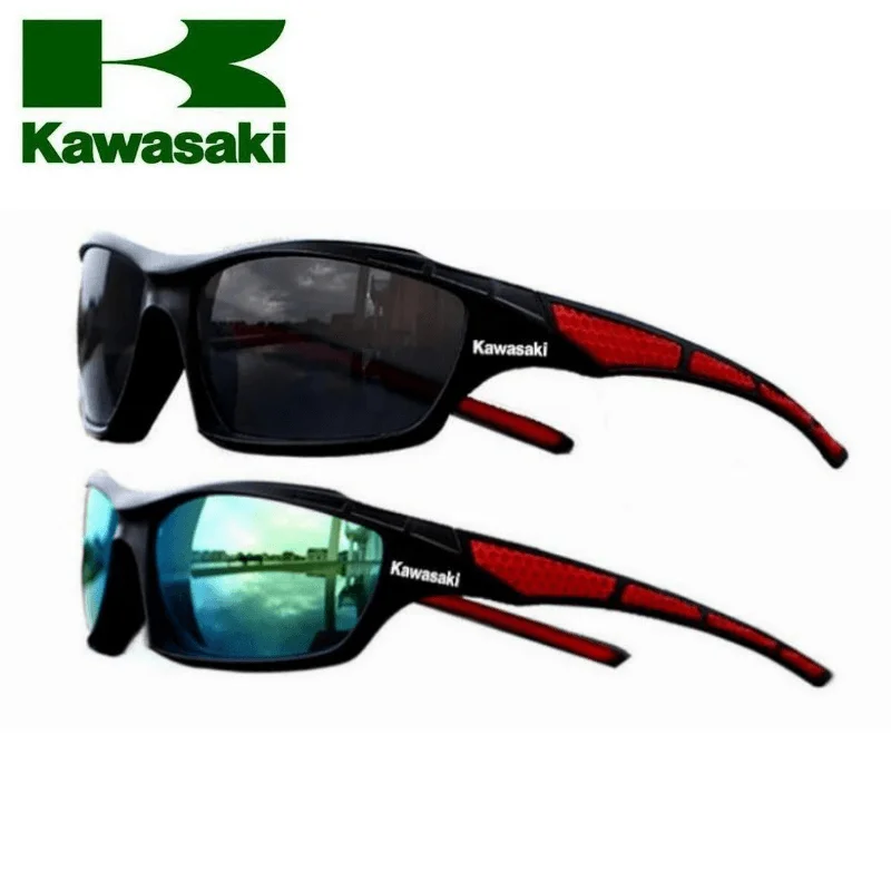 New Kawasaki Motorcycle Glasses Men\'s Driving Camping Hiking Fishing Polarized Sunglasses Outdoor Sports UV400 Bicycle Glasses