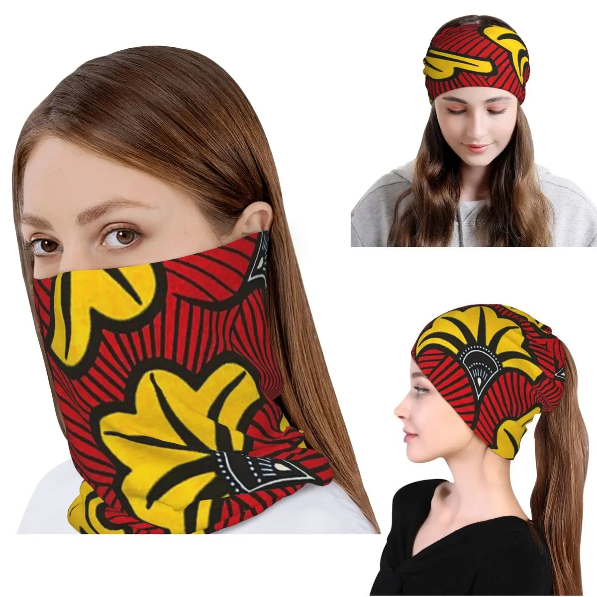 Afrikanischer Ankara-Wachsdruck-Bandana, Halstuch, Maske, Schal, warme Sturmhaube, Mütze, Unisex, für Erwachsene, winddicht
