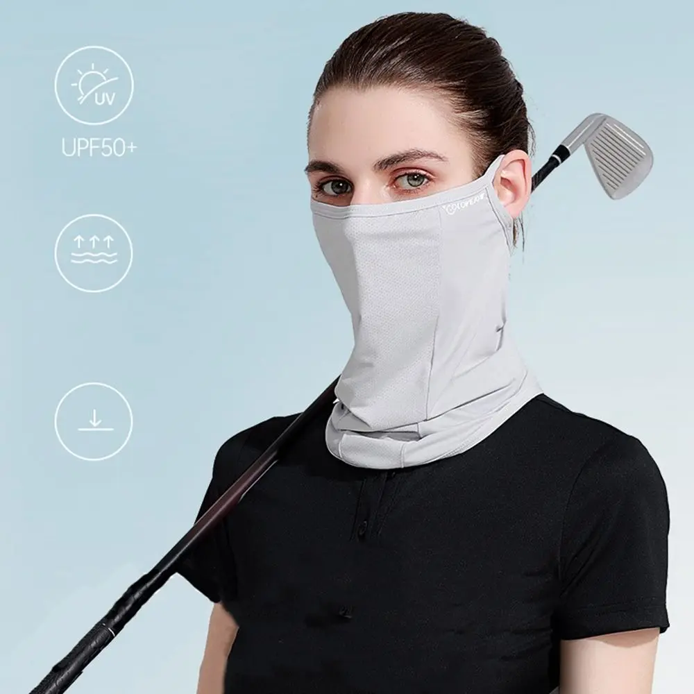 Summer Face Scarves For Men Hiking Golf Solid Color Riding Sunscreen Face Scarf Neck Wrap Cover Face Cover Ice Silk Mask