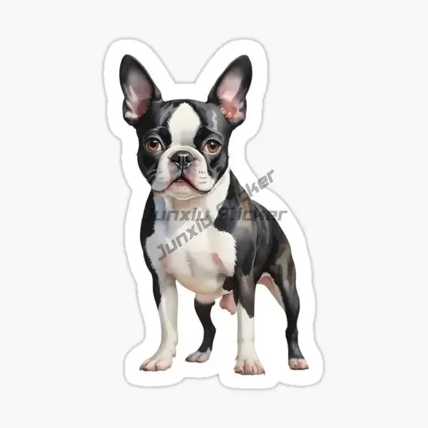 Boston Dog Creative Pet Cute PVC Car Sticker for Decorate Car Van Bicycle Helmet Bumper Fridge Table Decal Accessories