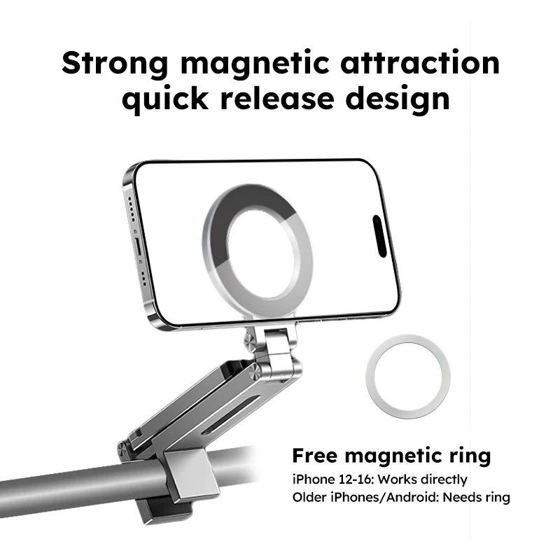 Phone Holder Magnetic Stand for Magsafe 360° Dual-sided Rotating Selfie Portable Tripod Aluminium Mobile Holding for Travel Live