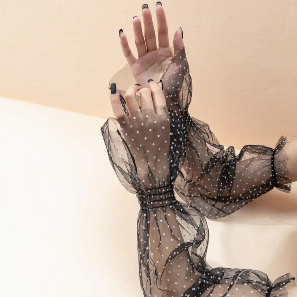 

Transparent Anti-UV Mesh Wave Point Driving Gloves Sunscreen Sleeve Sun Protection Cover Ice Silk Sleeves Lace Arm Warmers