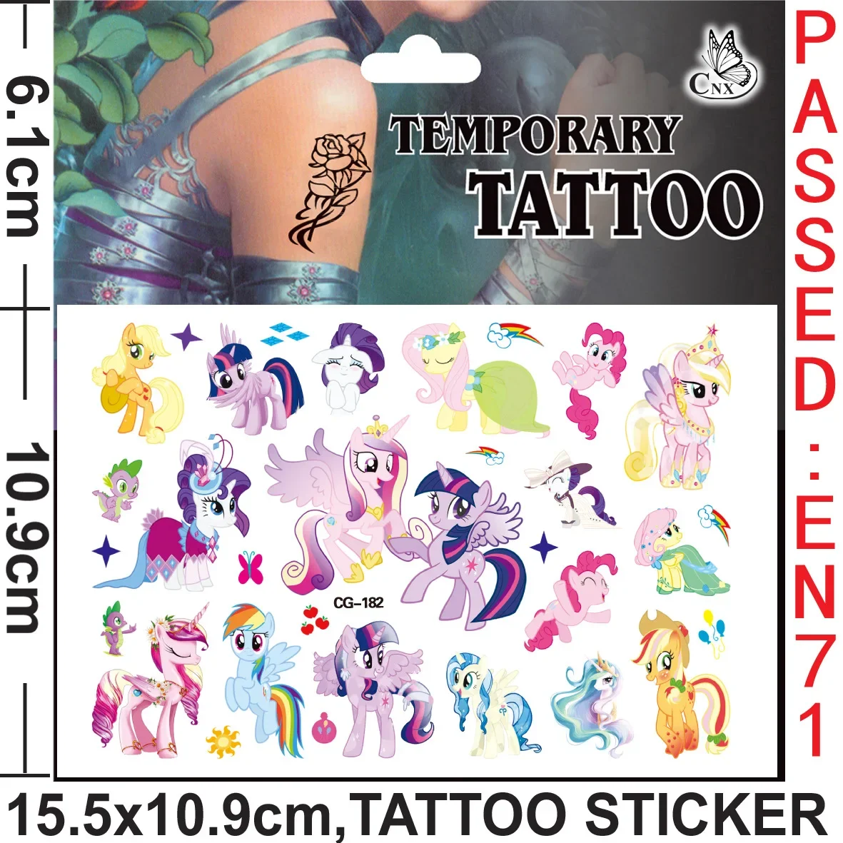 My Little Pony Tattoo Stickers impermeabile Cute Sticker Anime Birthday Party Supplies decorazione per bambini donna uomo regalo