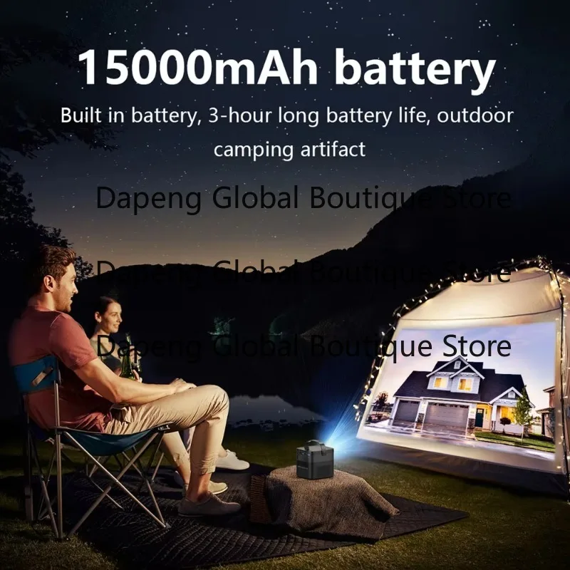 Portable Built-in Battery Smart Android Projector Voice Control Home Theater Projection Device With Dual High Power Speakers