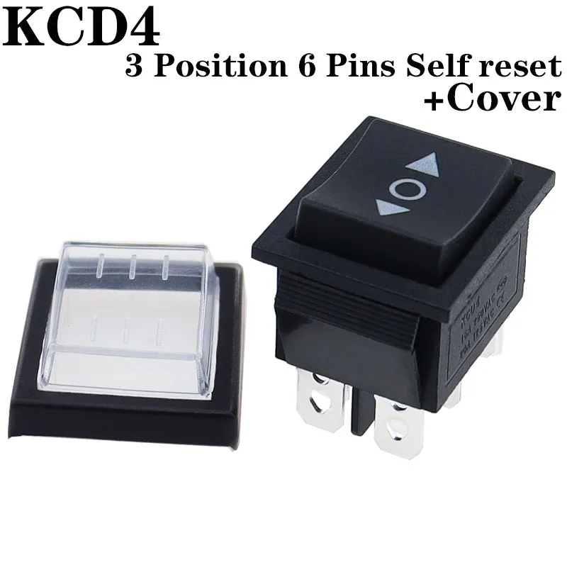 1PCS KCD4 25X31mm Schwarz Rocker Schalter 6 Pin 3 Position ON-OFF-ON Doppel Reset/Latch Schalter 16A 250V 20A 25A 125VAC