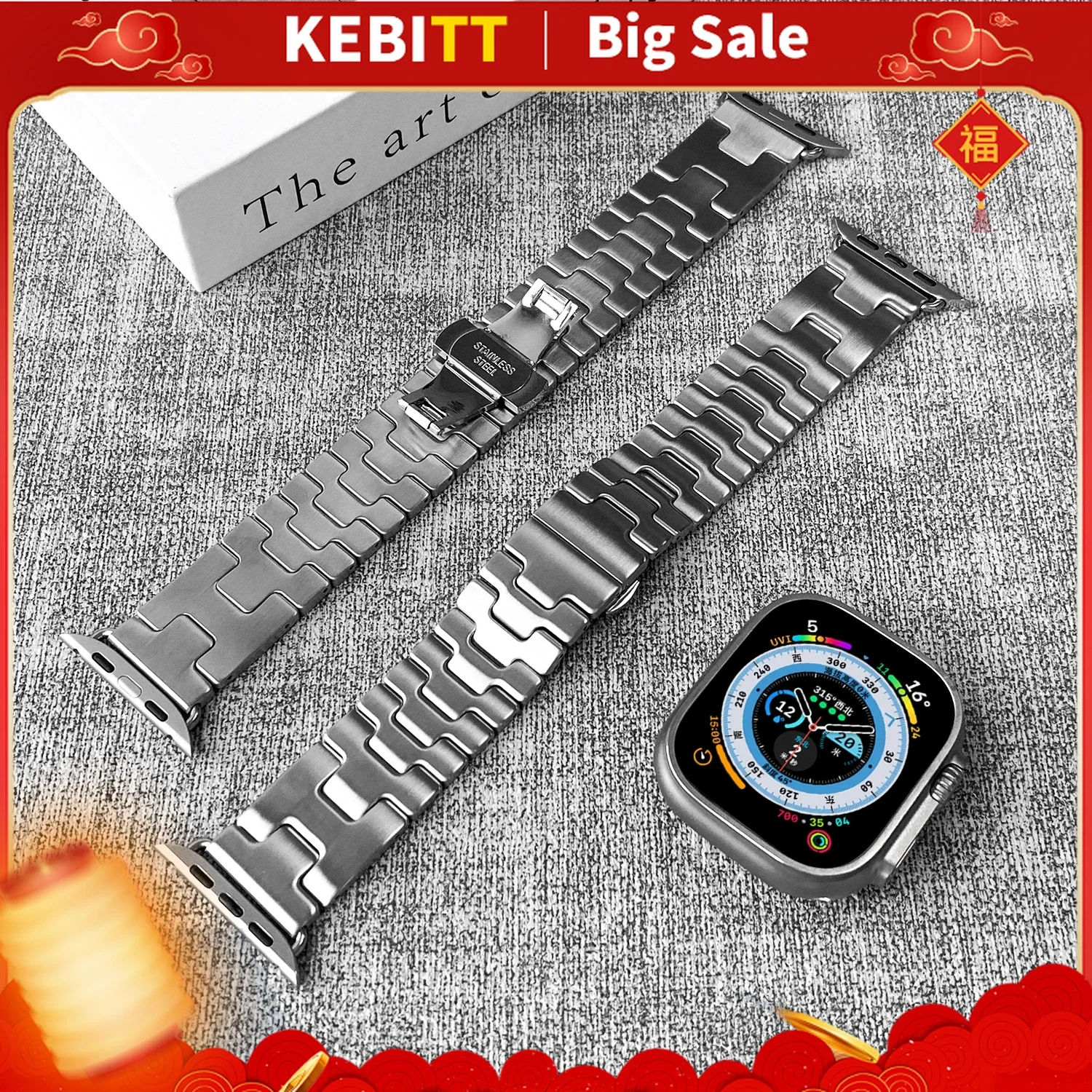 Kebitt Fashion Stainless Steel Band Iwatch Satine H Strap For Apple Watch Series 10 Ultra2 9 8 7 6 49MM 46MM 45MM 42MM 41MM