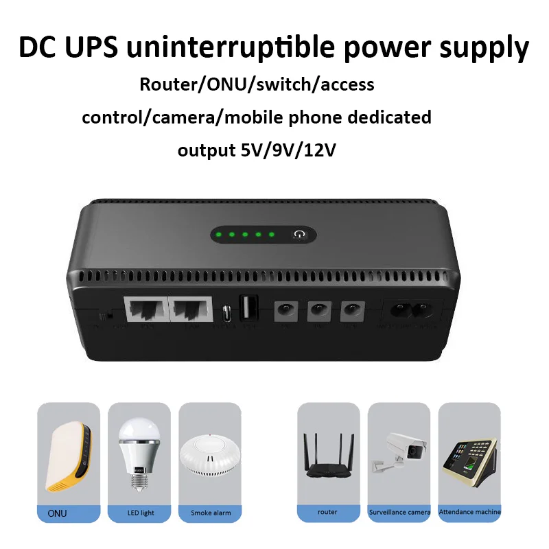 DC UPS Battery Backup EU/US Plug Output 5V 9V 12V Output Uninterruptible Power Supply UPS Battery Backup for Router Monitoring