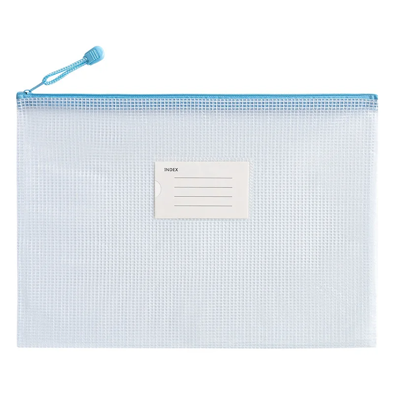 Thickened Mesh A4 File Bag for Students PVC Transparent Waterproof Zipper Subject Classification School Office Organizer