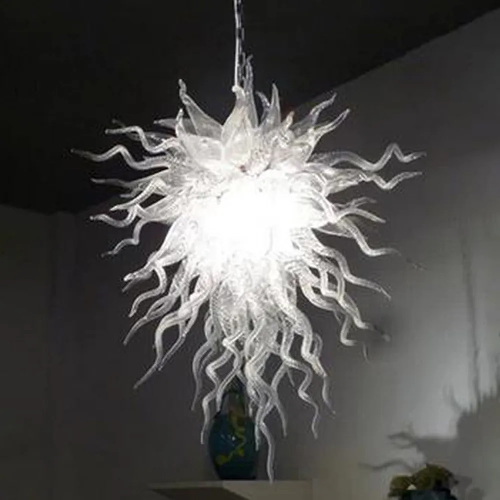 Pretty White Pendant Lamp LED Hand Blown Glass Chain Chandelier Lights