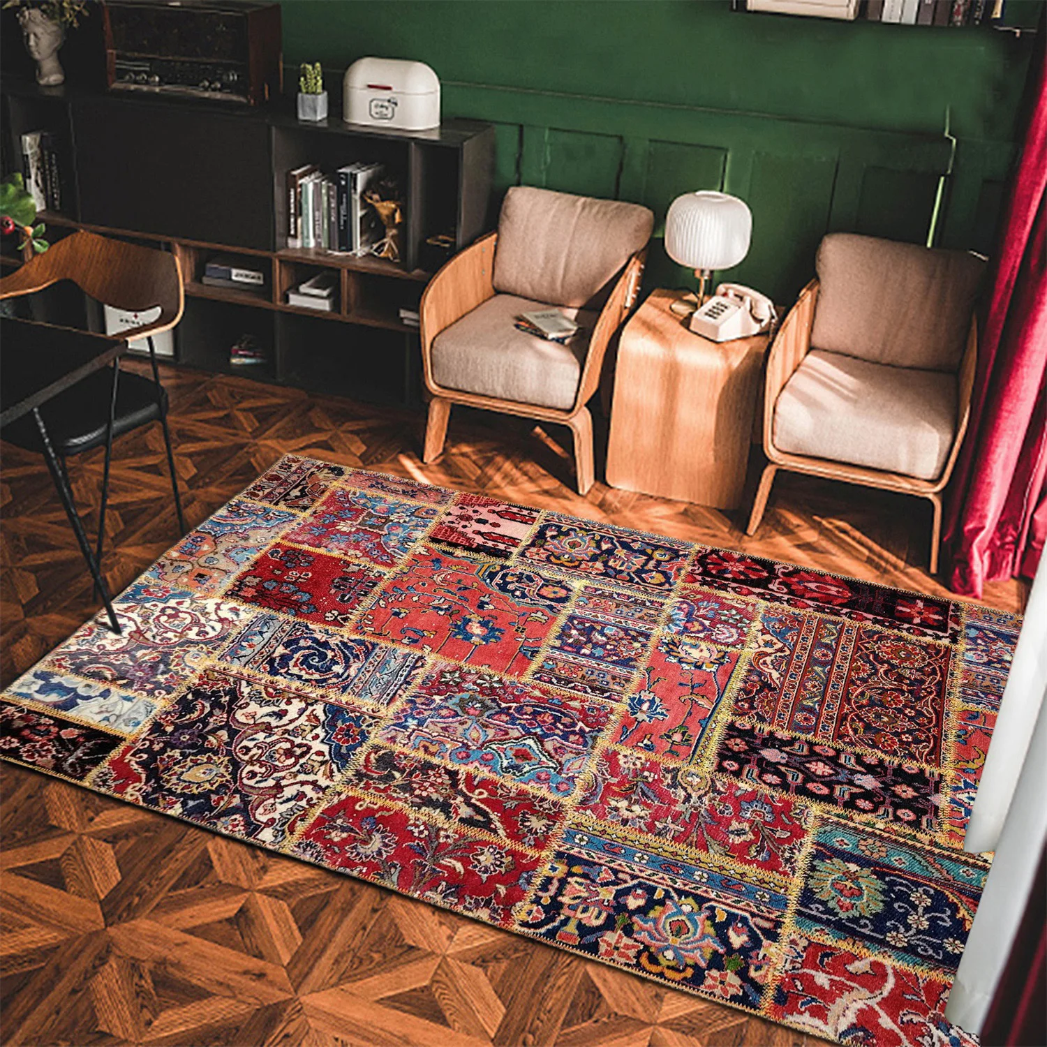 Wool hand-spliced living room carpet luxury exotic style bedroom study floor mat