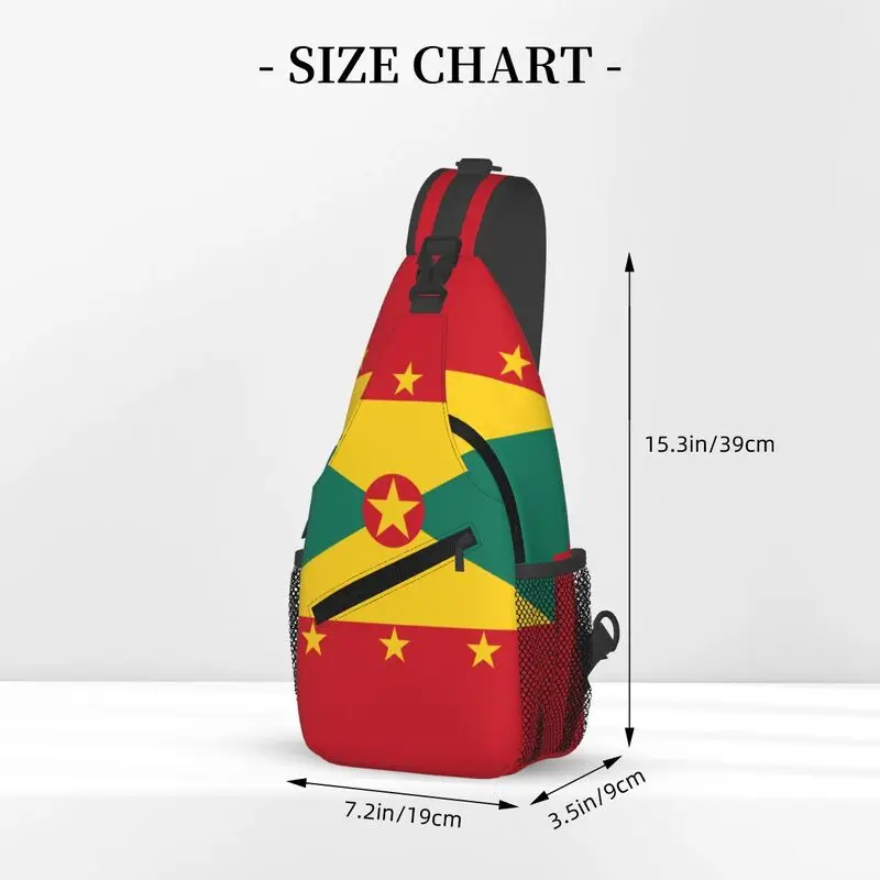 Bandeira personalizada masculina de Grenada Sling, bolsa de peito tiracolo, mochila de ombro para caminhadas, moda