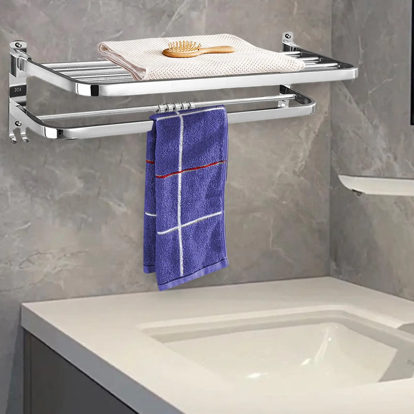 

Towel Rack Towel Holder for Bathroom Wall Stainless Steel Towel Shelf Bathroom Towel Rack Wall Mounted for Bathroom Restroom