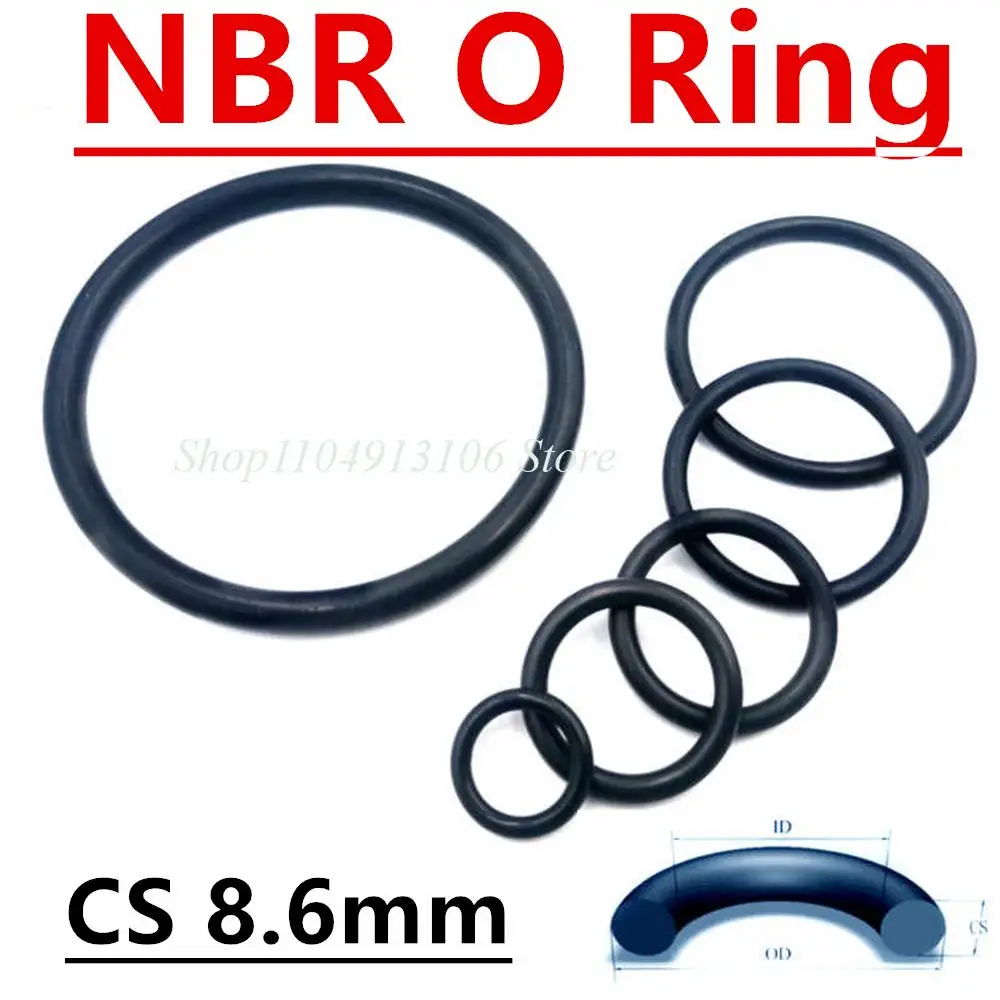 1pc Black CS 8.6mm O-Ring NBR O Ring Sealing Gasket OD 50mm-680mm Nitrile Rubber Spacer Oil Resistance Washer Round Shape