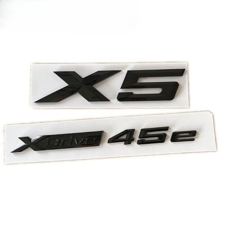 2pcs 2022 New Style Gloss Black X5 XDrive 45e Trunk Badge Emblem Sticker for BMW X5 E70 E53 F15 G05 Accessories