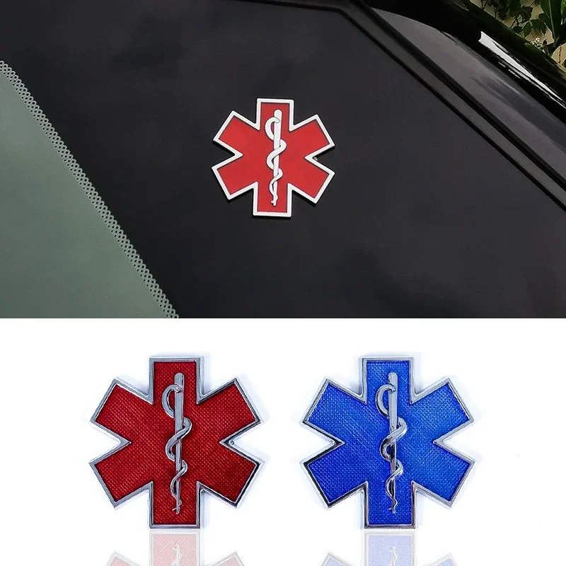 Star of Life Car Sticker Blue Emergency Ambulance Logo  Personalized Modification Metal Scratch Decoration