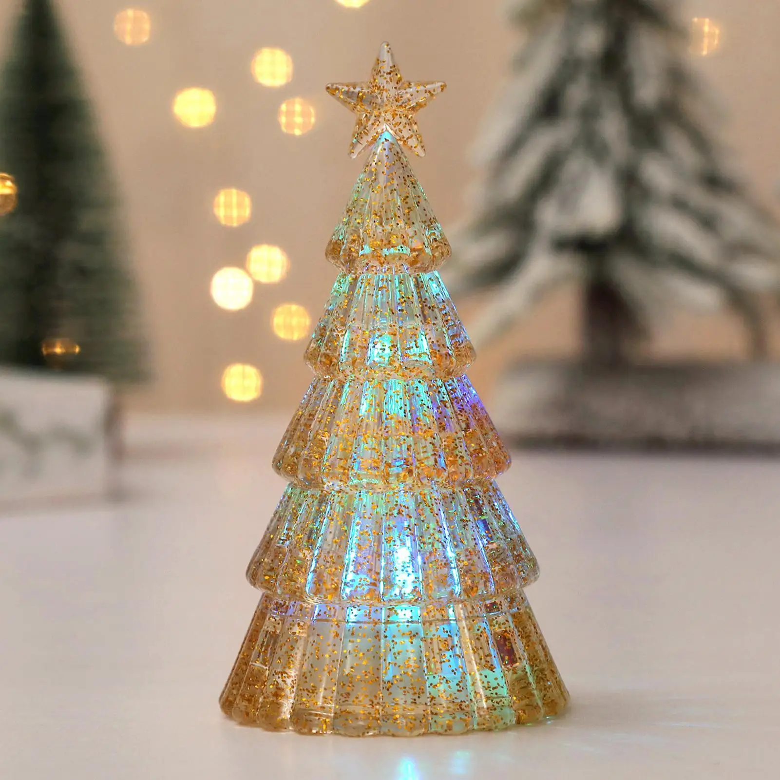 LED متوهجة شجرة الكريستال الحلي سطح المكتب عبر الحدود الأطفال الإبداعية هدية عيد الميلاد أضواء زينة عيد الميلاد