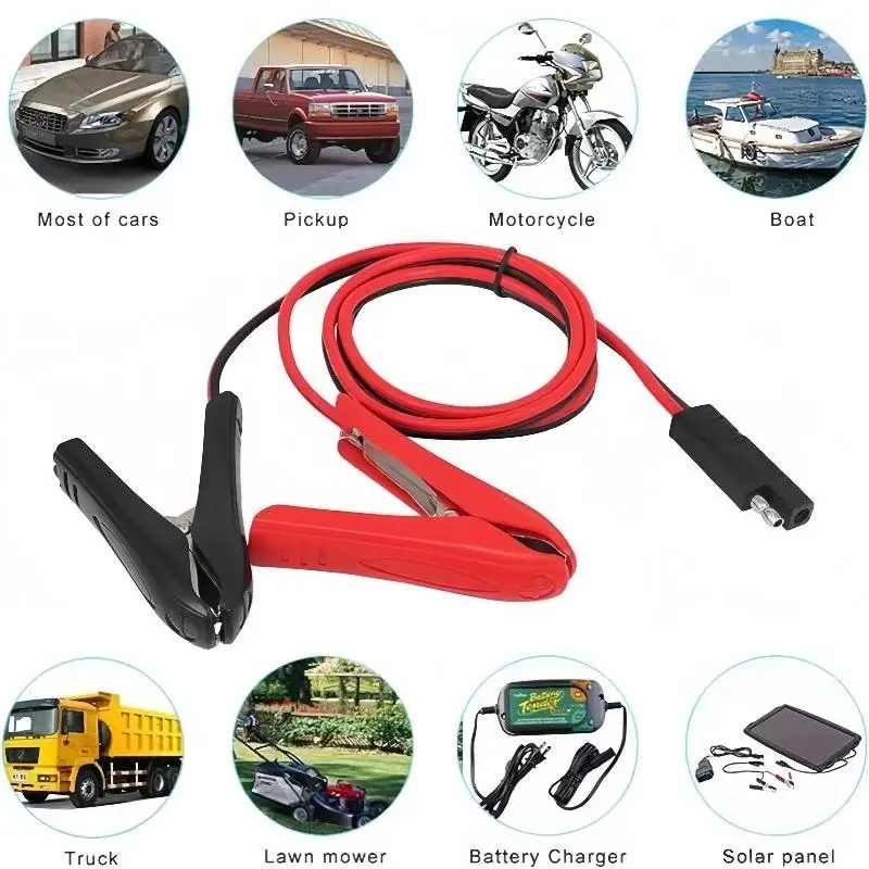 30CM 16AWG Quick Release Alligator Crocodile Clip To SAE Cable Car Solar Power Charging Extension Cord