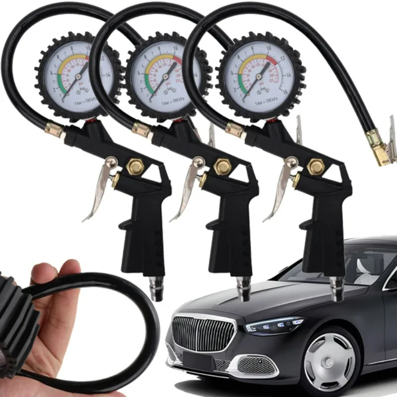 

220PSI Multifunctional Tire Air Pressure Monitoring Gauge Tester Air Compressor Dial Meter Inflator Pump Tool for Car Truck Bike