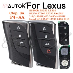 Car Key Smart Remote Key for Lexus RX300 RX350 RX450H ES300h ES350 RX270 231451-3590 0440 3410 P4=AA 312/314/433.58/434.42MHz
