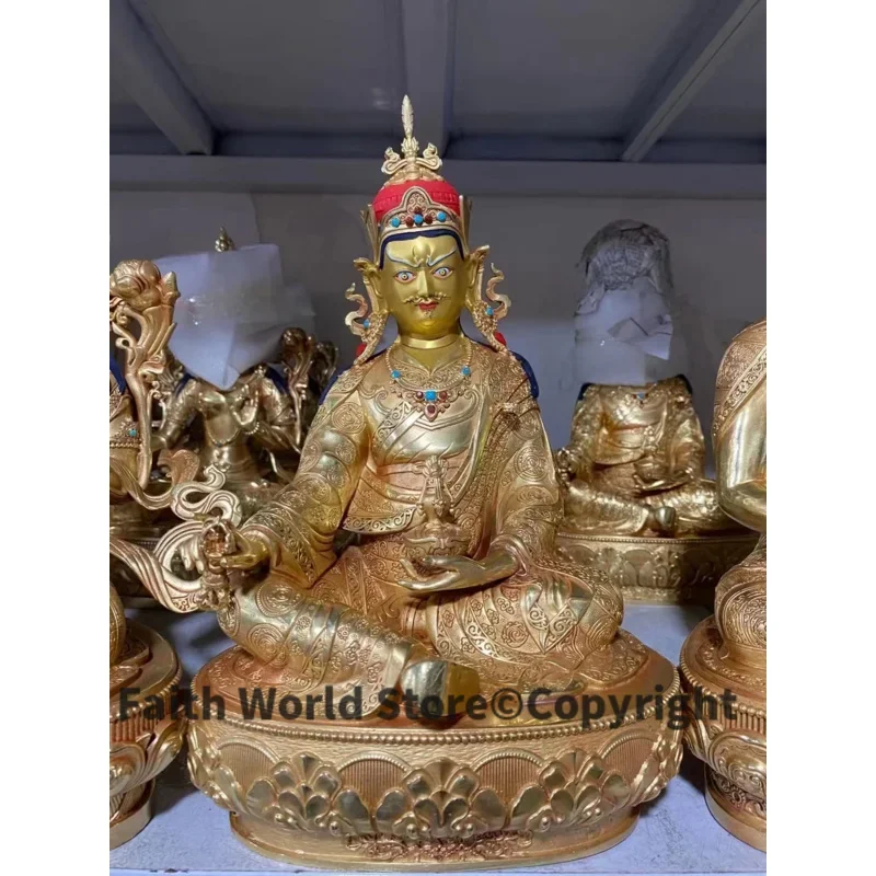 30cm lage Nepal Tibet TOP High grade copper Padmakara Guru Rinpoche Buddha statue Worship home Family protection Health safety