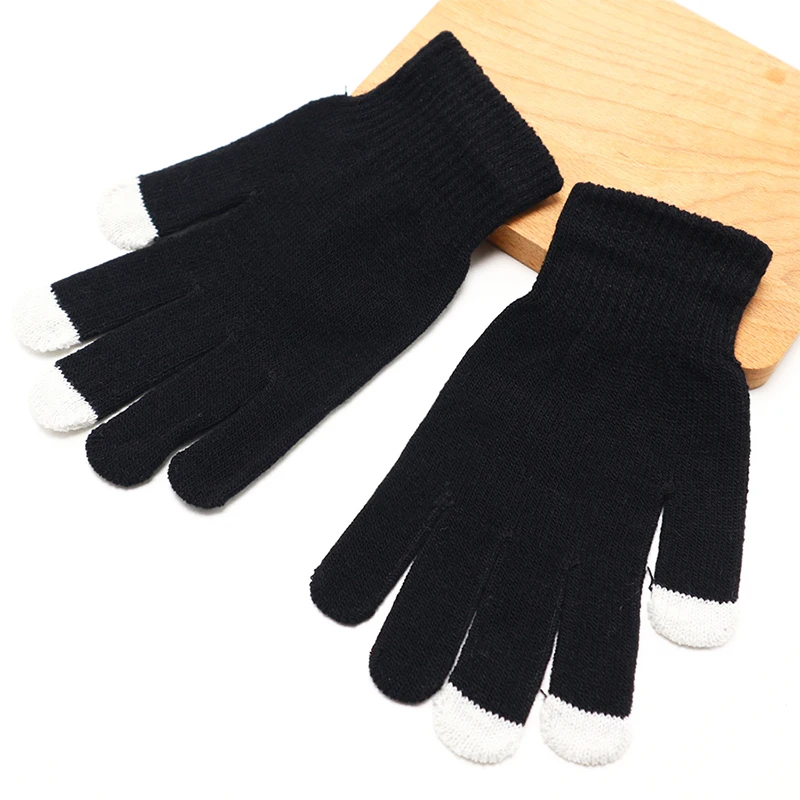 Warm Knitted Gloves Winter Thick Warm Outdoor Gloves For Men Women Mobile Phone Touch Screen