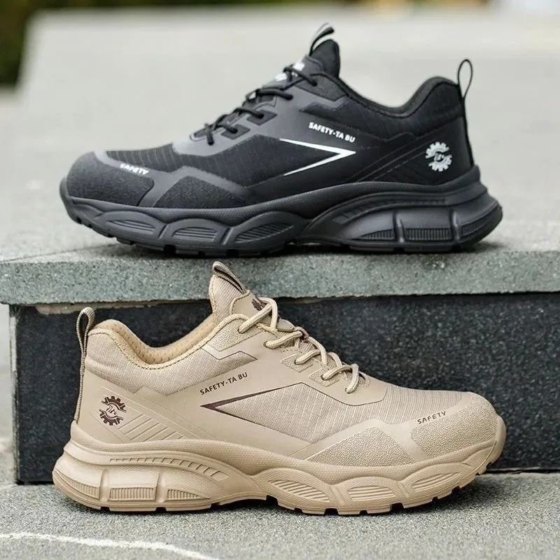 남성용 안전 신발 강철 발가락 밑창 남성 운동화 보호 기능이있는 경량 통기성 작업 신발 Anti Smashing Stabbing