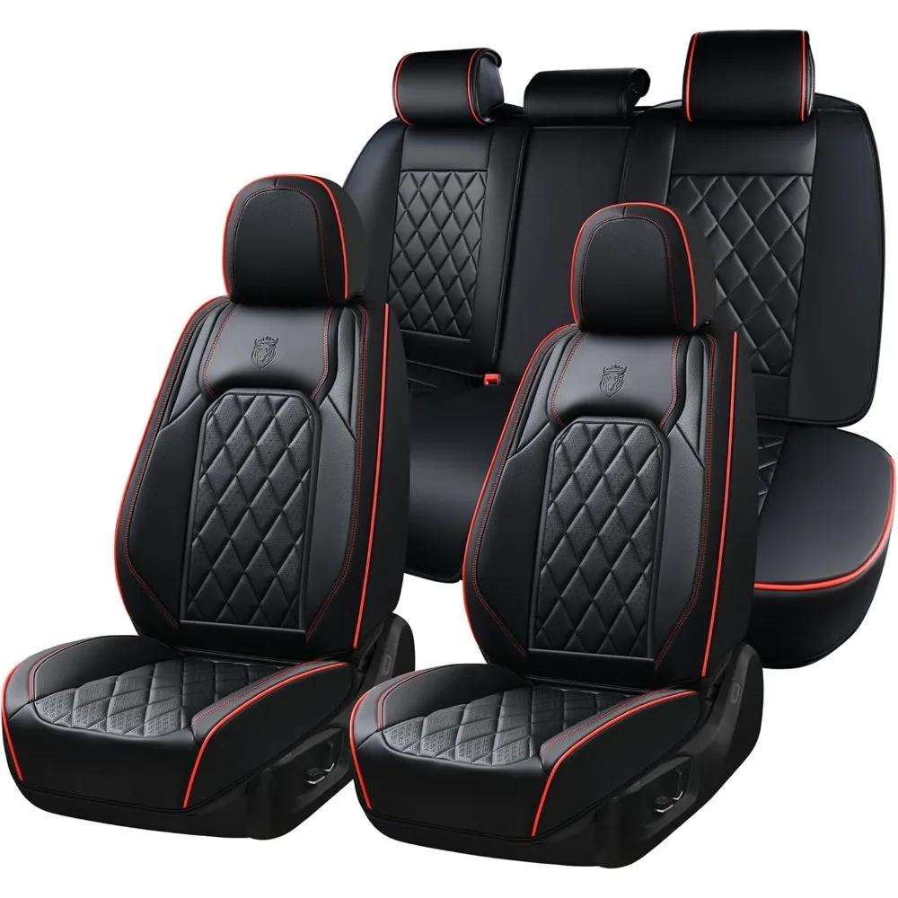 

Luxury Waterproof Faux Leather Universal Car Seat Cover Set in Black