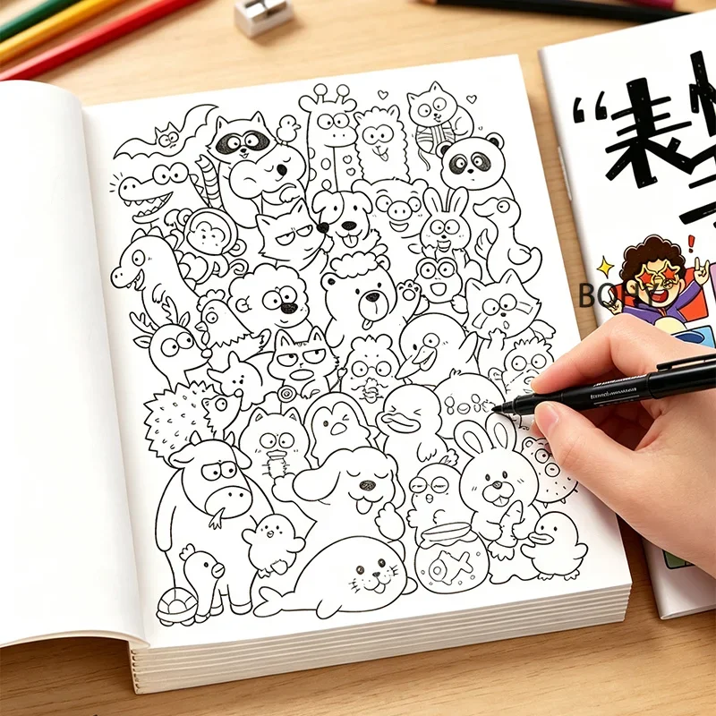 1 Multi-functional Emoticon Picture Book Include Rich Emoticons/fun Animals and Other Themed Creative Graffiti Patterns 32 Pages
