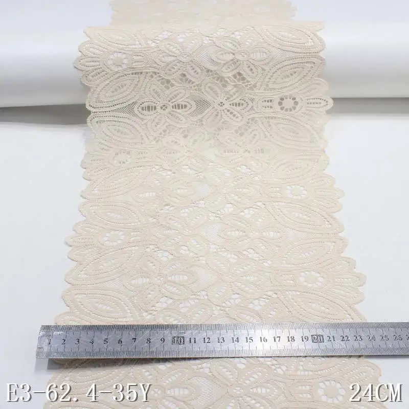 2Yards lace manufacturer 24cm ivory stretch floral lace trim for underwear