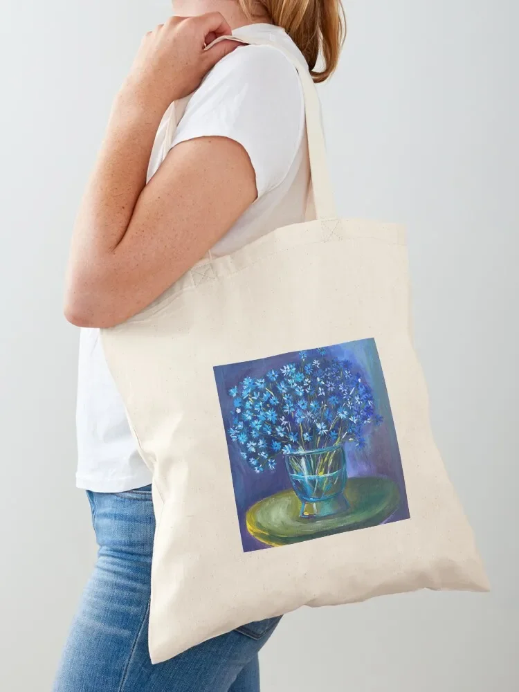 Blue Flowers in a Vase Tote Bag tote woman shopper women Handbags bags cloth bags